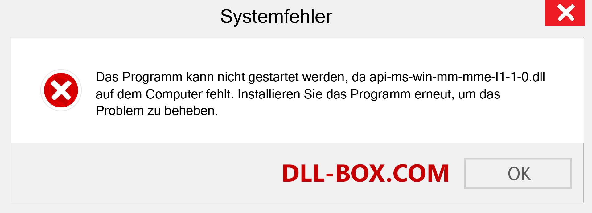 api-ms-win-mm-mme-l1-1-0.dll-Datei fehlt?. Download für Windows 7, 8, 10 - Fix api-ms-win-mm-mme-l1-1-0 dll Missing Error unter Windows, Fotos, Bildern